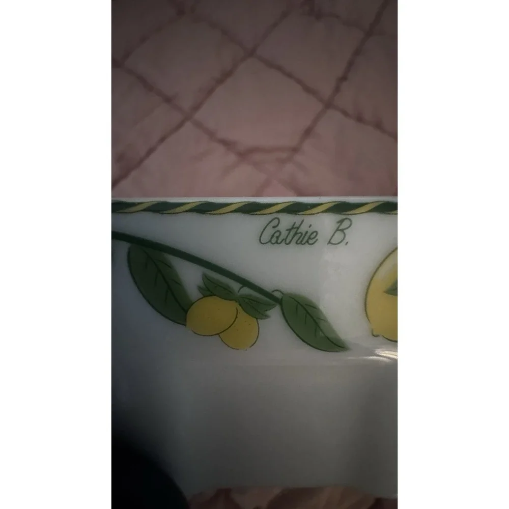 Vtg Porcelaine du Reussy France Lemon Baking Dish‎ Cathie B Citrus Rectangular